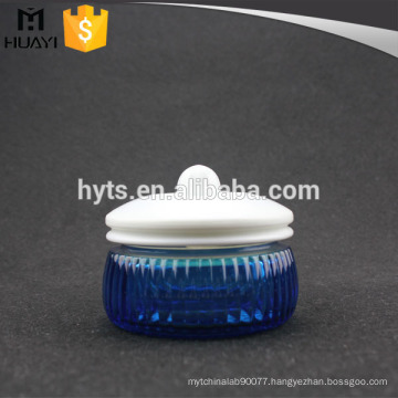 200ml New design blue cosmetic packaging jar cream glass with screw white cap